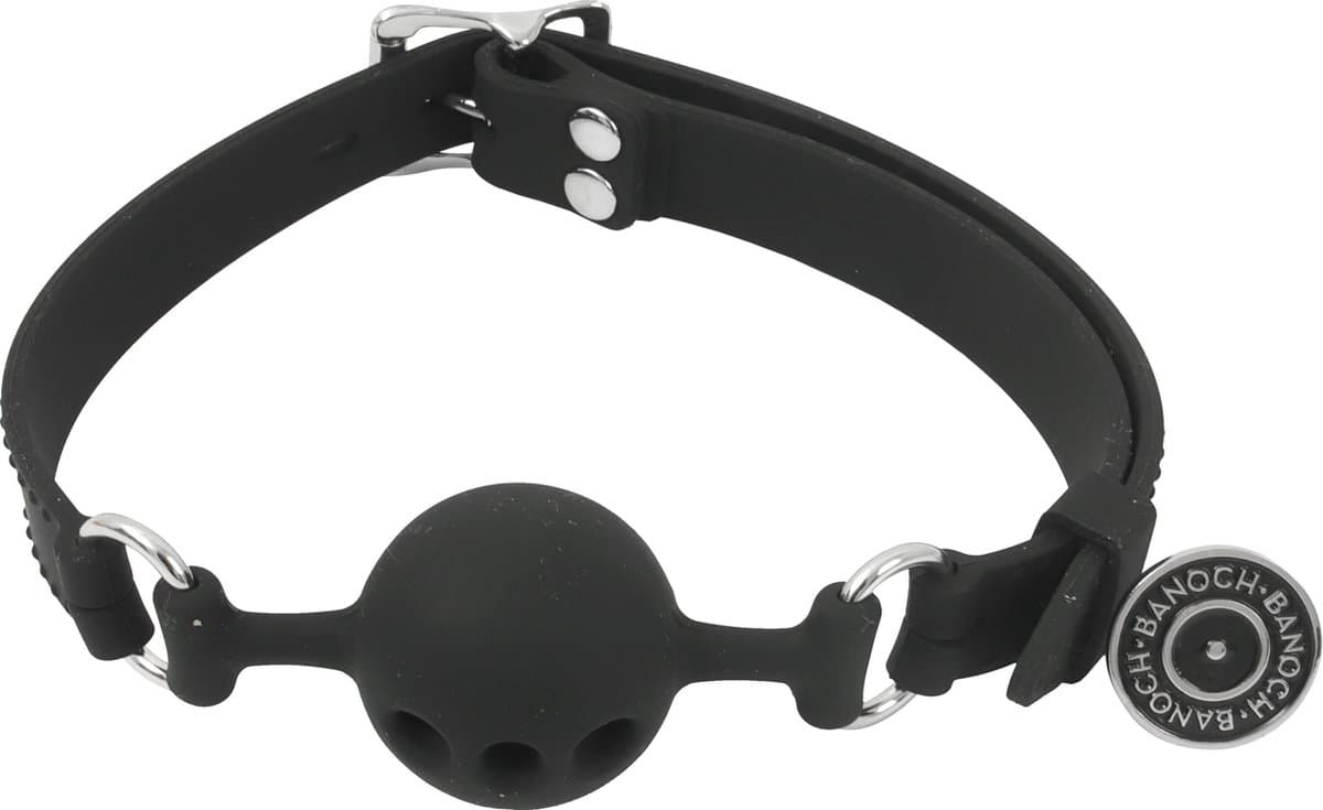 Banoch - ball gag siliconen small - zwart Ø 3,5 cm — afbeelding 1