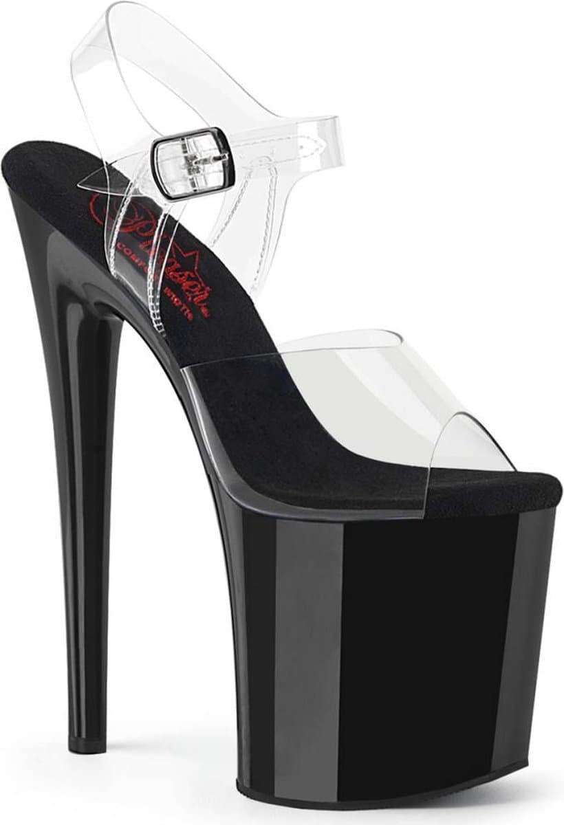 Pleaser - NAUGHTY808 Sandaal met enkelband, Paaldans schoenen - US 7 - 37 Shoes - Transparant/Zwart — afbeelding 1