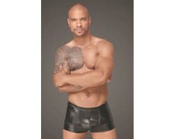 Wetlook shorts with PVC pleats - Black L