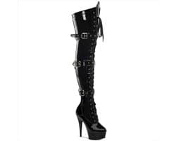 EU 42,5 = US 12 | DELIGHT-3028 | 6 Lace-Up Triple-Buckle PF BT, Side Zip