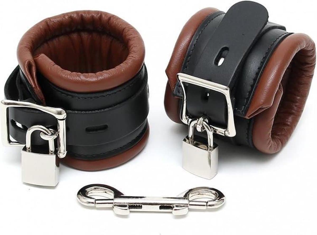 Rimba - Luxe Handboeien Leer - Gevoerd - Zwart/Bruin — afbeelding 1