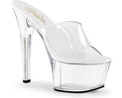 Pleaser - ASPIRE-601 Muiltjes - Paaldans schoenen - 35 Shoes - Transparant/Wit