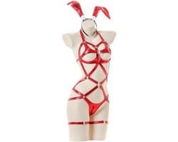 Bunny lingerie set - rood - onweerstaanbaar - sexy - one size fits all!