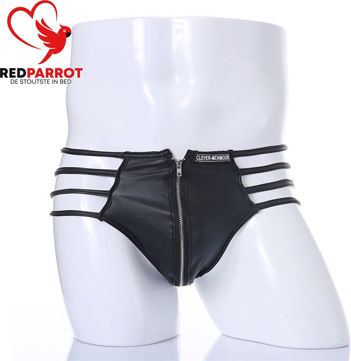 Erotische heren boxer met rits - Mannen slipje porno - PU Leder - One size — afbeelding 1