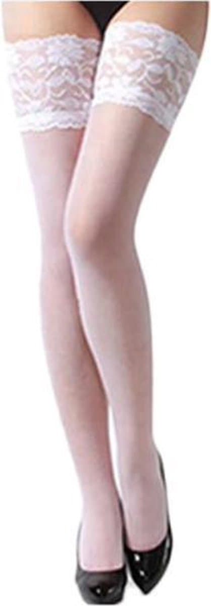 Sexy lingerie Kousen - Sexy kousen met brede kantrand - Lingerie Panty - Wit — afbeelding 1