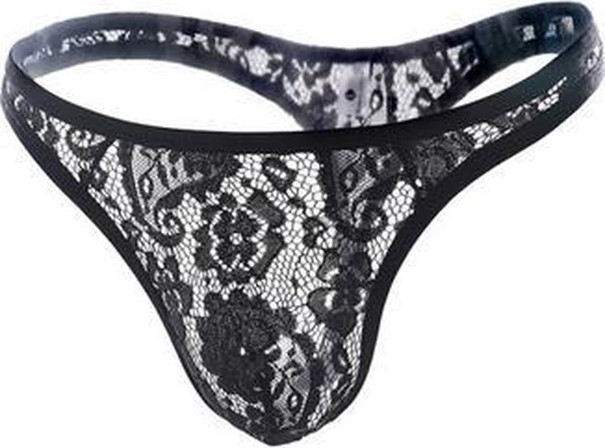 Kanten string voor heren - Zwart - Sexy ondergoed mannen maat L/XL — afbeelding 1