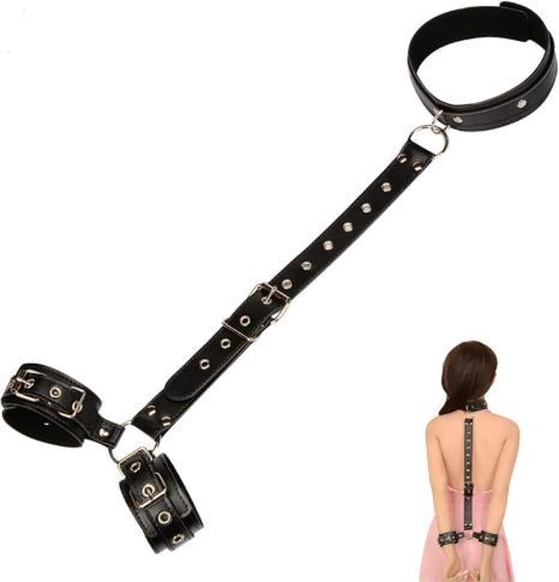 WiseGoods - Erotische Nekriem Met Handboeien - Seks Handboeien - SM Bondage - Sex Toys - Seksspeeltjes Voor Koppels - Zwart — afbeelding 1