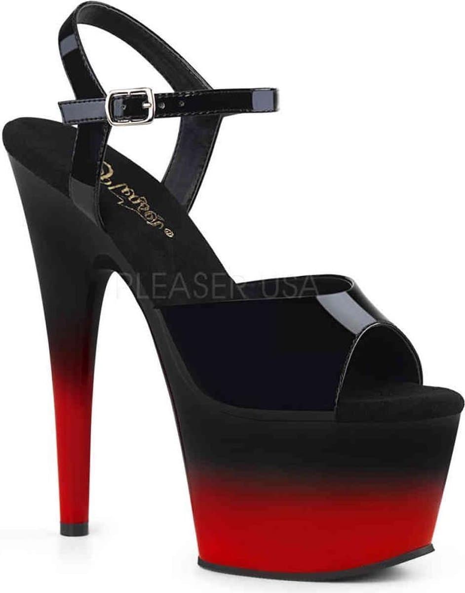 Pleaser - ADORE-709BR-H Sandaal met enkelband, Paaldans schoenen - 40 Shoes - Zwart/Rood — afbeelding 1