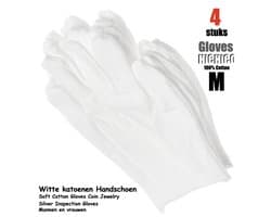Katoenen handschoenen wit medium 4stuks – 2paar Beschermende Handschoenen - Medium - Gezondheidszorg - Ziekenhuis - Beauty Center, Kapper en Salon Spa Tattoo – Jewelry - eczeem / allergie / handcreme - juweliers / munt handschoen