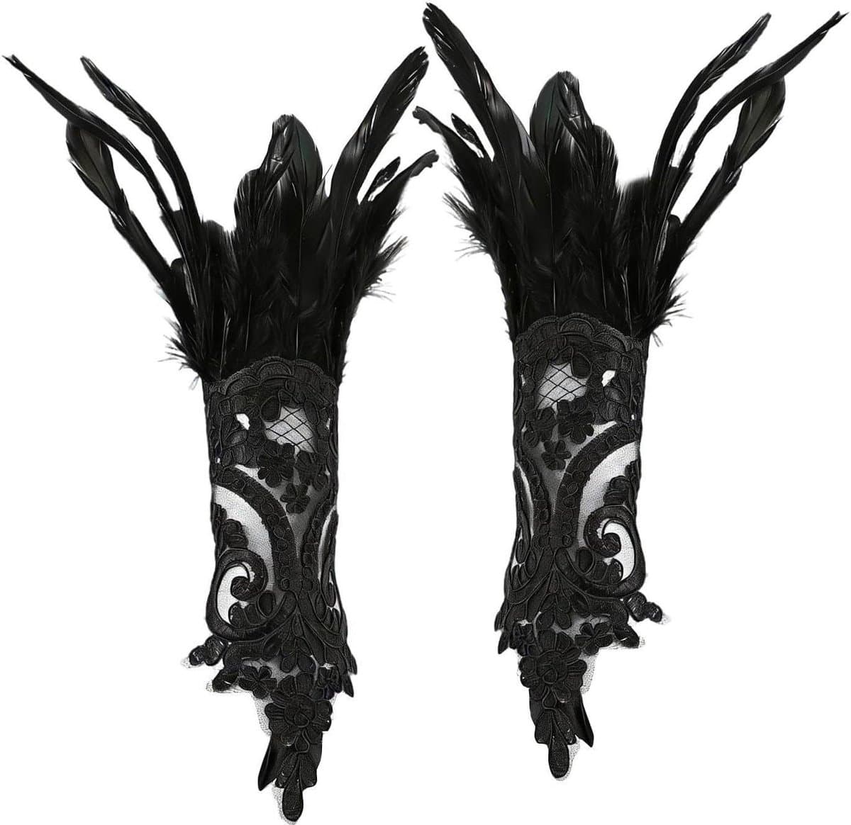 Lace Handschoenen - Vingerloos Kant - Kostuum Accessoire - Elegant Ontwerp - 36x16cm - Zwart — afbeelding 1