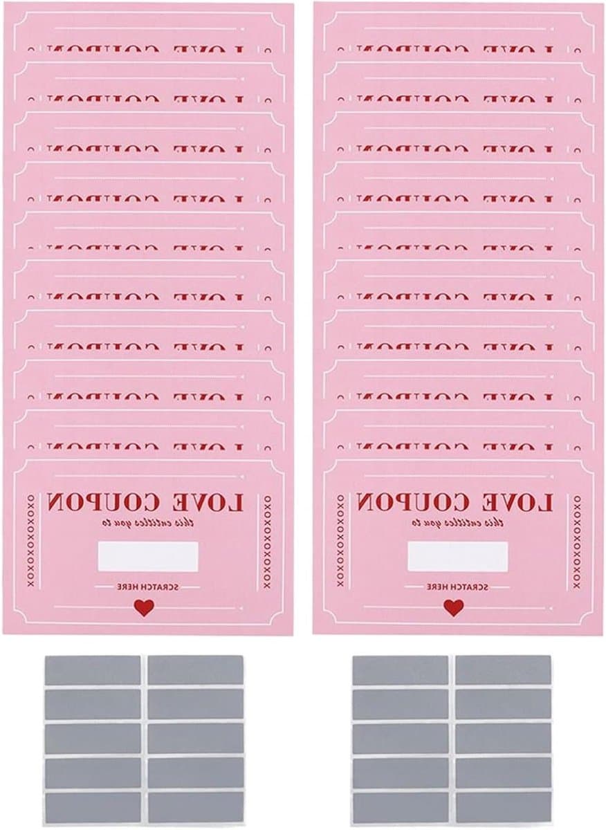 Kras Liefdes Coupons - Date Night Kaarten - Relatie Verdiepen - Speelse Koopelbinding - 20 stuks - roze — afbeelding 1