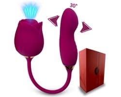 Roos Vibrator - 2 in 1 Luchtdruk & Stotend - Clitoris en G-Spot Stimulatie - Intense 20 Standen - Siliconen Sex Toy voor Vrouwen - Dildo