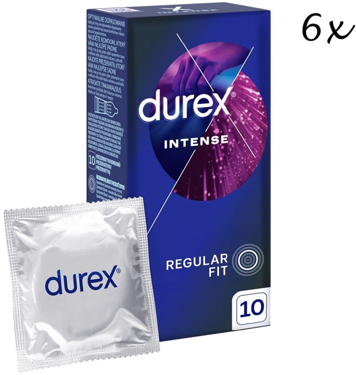 Durex Condooms – Intense Orgasm - 60 Stuks (6 x 10st) – Met Ribbels Voor Extra Stimulatie - Discreet en Stevig Verpakt — afbeelding 1