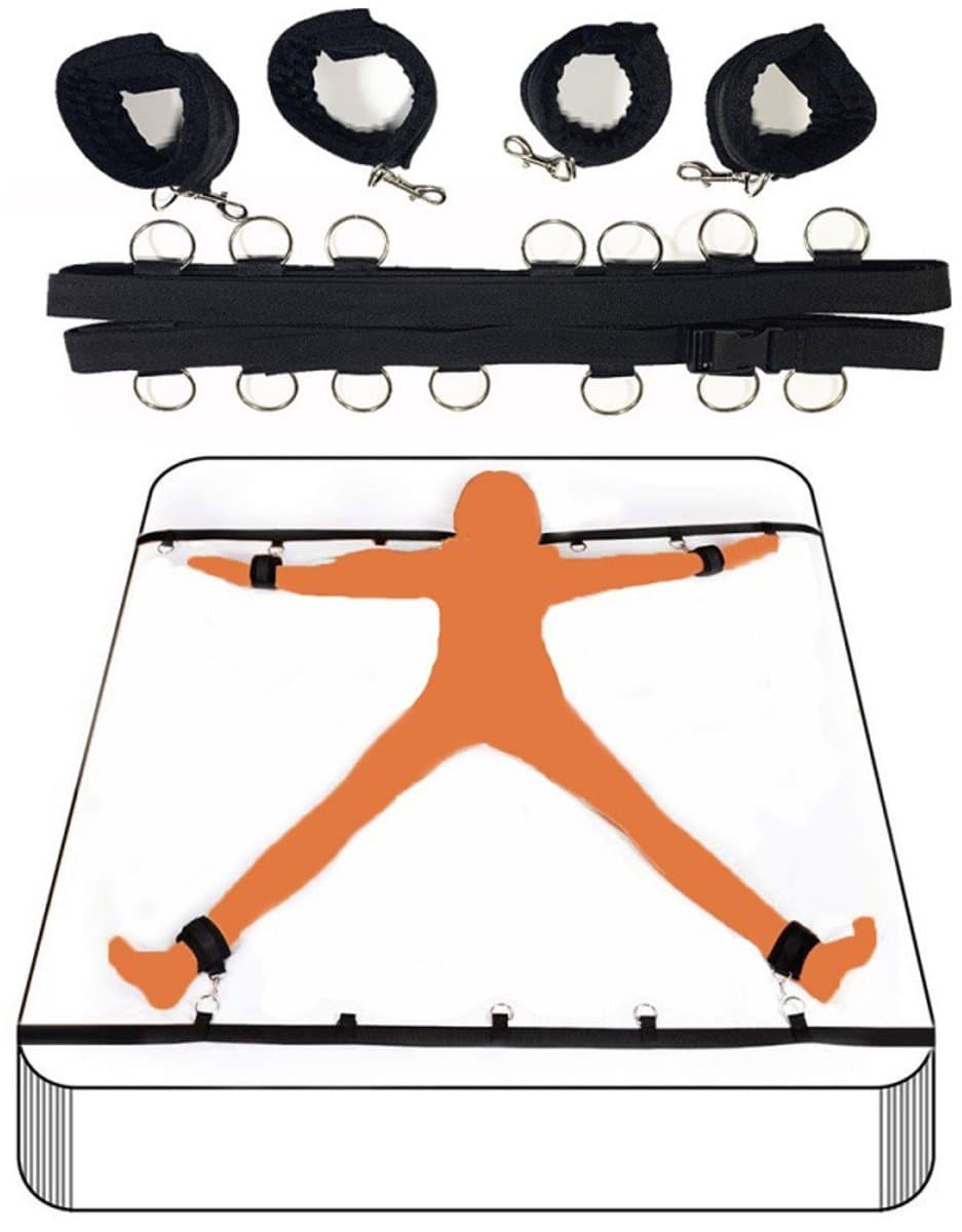 Daity BDSM-bedbeperkingen, seksuele bondage met blinddoek en handboeien, bondageset voor bed, SM-seksset voor in bed, seksspeeltjes voor in bed, bondagekit voor stellen, beginners en ervaren gebruikers — afbeelding 1