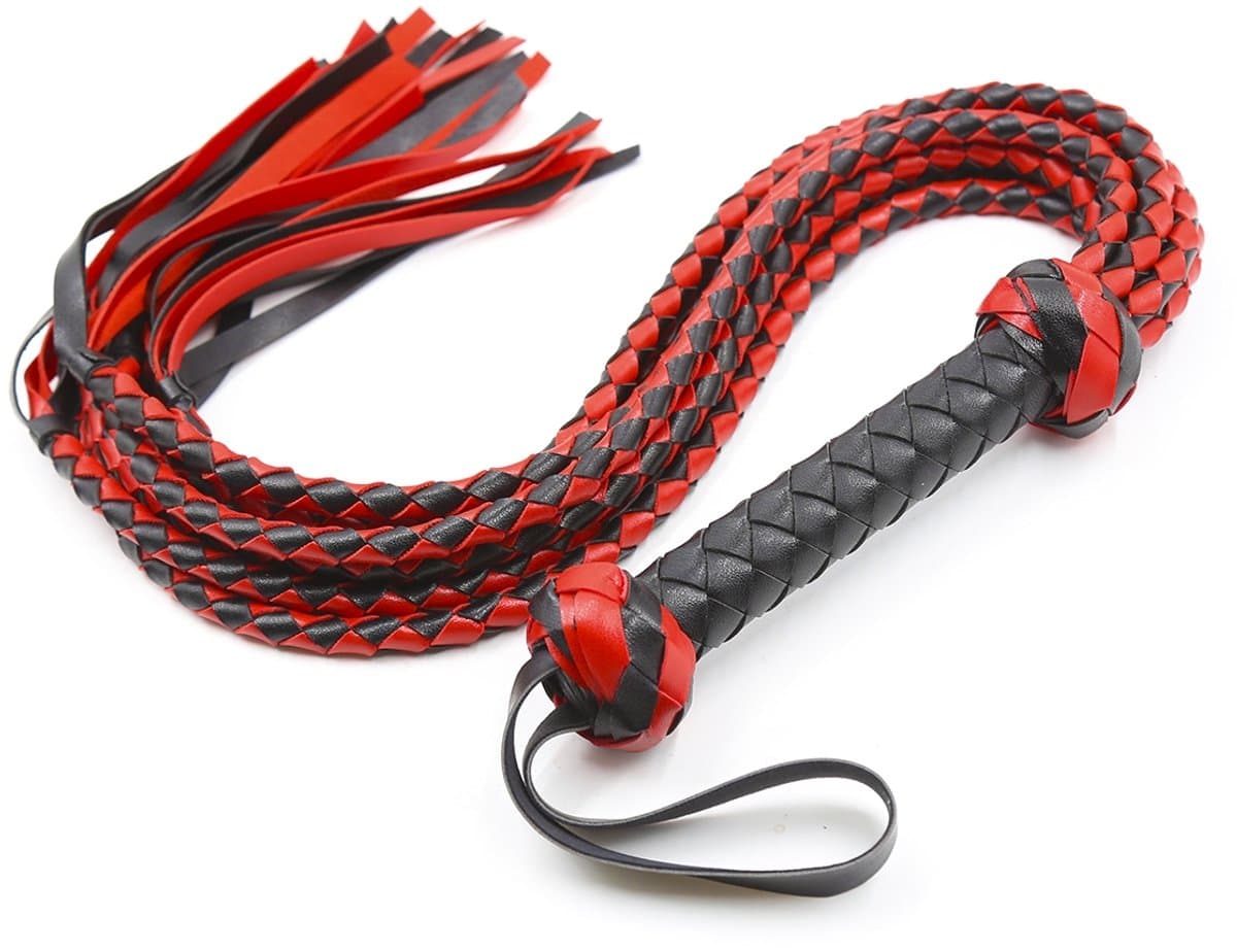 Smart Moves - Gevlochten Flogger- 78 cm - Zwart/Rood — afbeelding 1