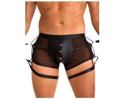 Leren boxershort met boeien - fetisj - sexy - kinky - Maat XL