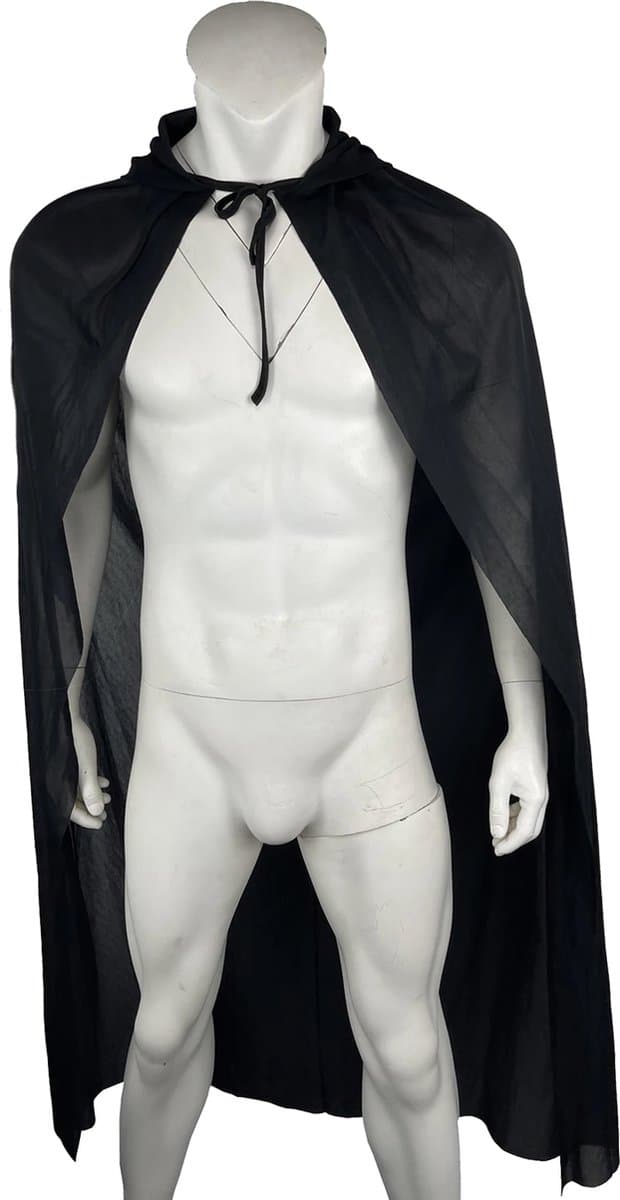Doorschijnende Cape met capuchon - BDSM - Erotisch - SM Meester - Heren Lingerie - Rollenspel Outfit - Clubwear - Transparant - Vampier - Tovenaar - Halloween — afbeelding 1