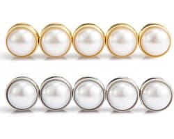 10st Magnetische Hijab Pins, Dubbelzijdige Parels Hijab Multifunctionele Parel Bruidssluier Gewichten Bruiloft Sluier Gewichten Magnetische Parels voor Vrouwen Meisjes Kleding(5 Goud & 5 Zilver)