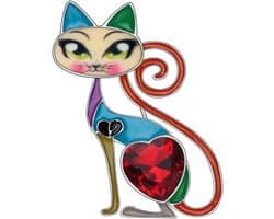 Bloemen kat emaille broche voor dames
