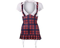 Cottelli Collection – Schoolmeisje Mini Jurk voor Ondeugende Spelen of Spannende Verassingen – Maat M – Purper