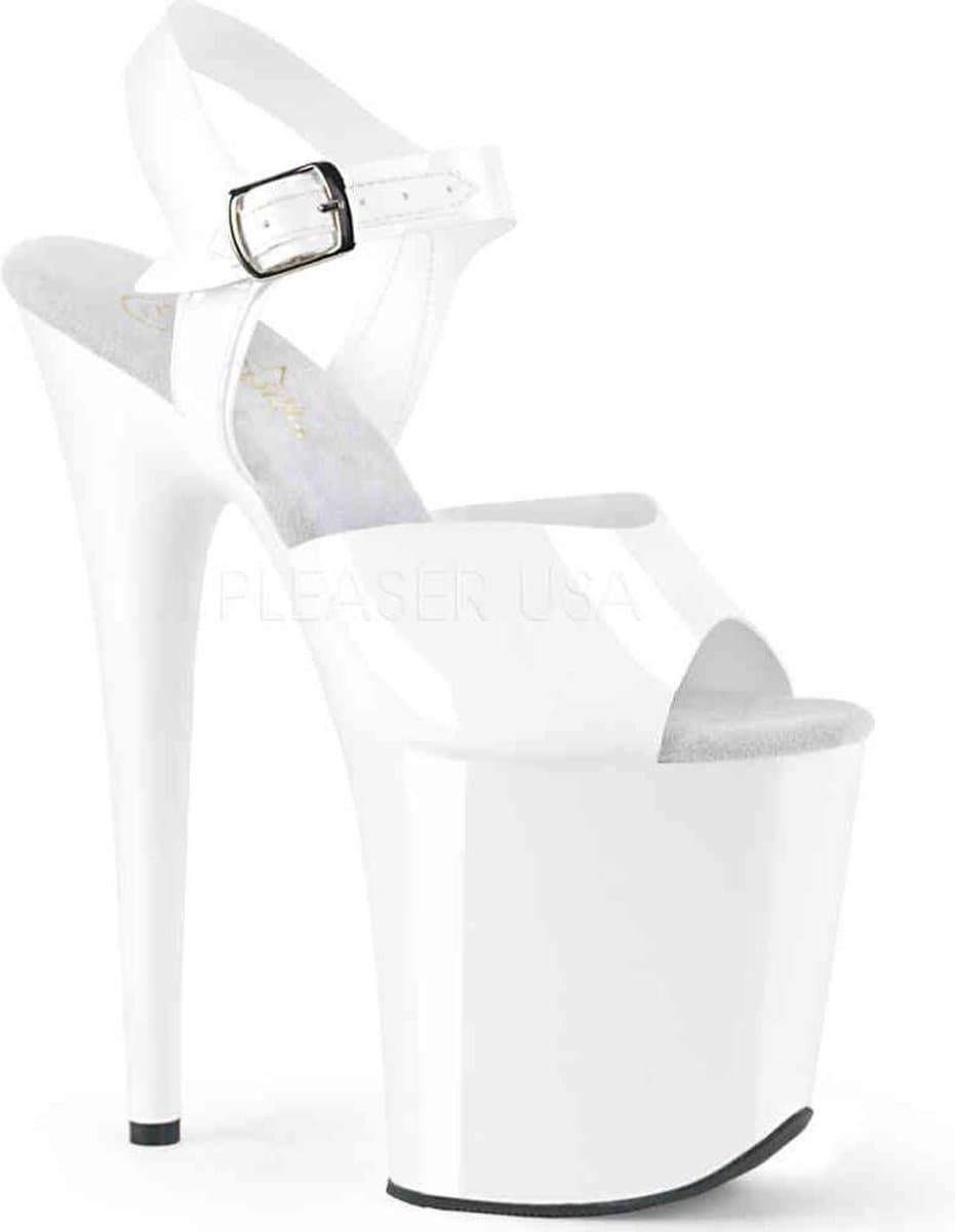 Pleaser - FLAMINGO-808N Sandaal met enkelband, Paaldans schoenen - Paaldans schoenen - 36 Shoes - Wit — afbeelding 1