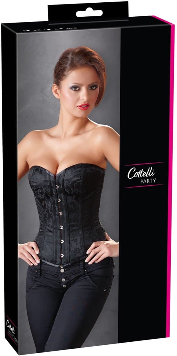 Cottellli Collection – Korset met Verwijderbare Bretels en Vetersluiting Seductief Variant – Maat M - Zwart — afbeelding 1