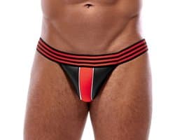 Svenjoyment Opvallend Gestreepte Jockstrap in Neopreen Gestreepte Look - Maat 2XL