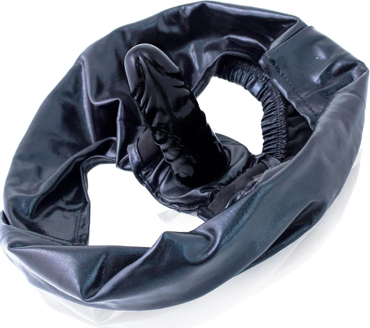 Slip met interne dildo – Zwart S/M – Dildo 11 cm ⌀2,6 cm – Rekbaar tot 52 cm – Vrouwelijke keuschheidsgordel & controle FOPS A45-1 — afbeelding 1