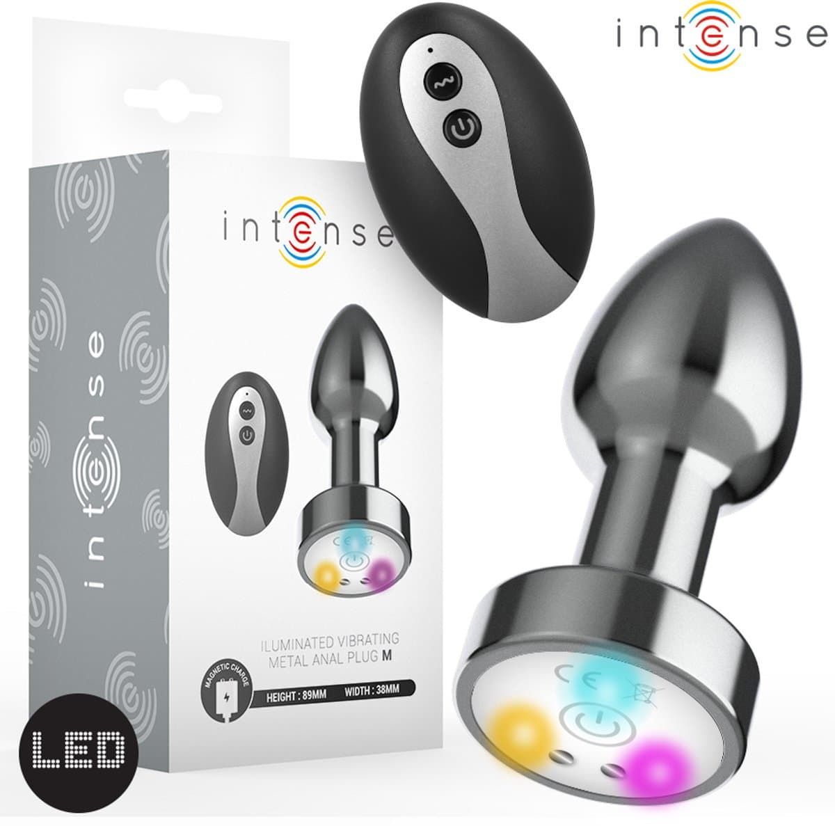 Vibrerende Metalen Anale Plug met LED-lichtjes en Afstandsbediening Maat M — afbeelding 1