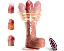Lovemytoy® Dildo met Verwarming, Vibratie & Zuignap – Stotende Dildo met Afstandsbediening – Waterdicht & Oplaadbaar – Sex Toy voor Vrouwen, Mannen & Koppels