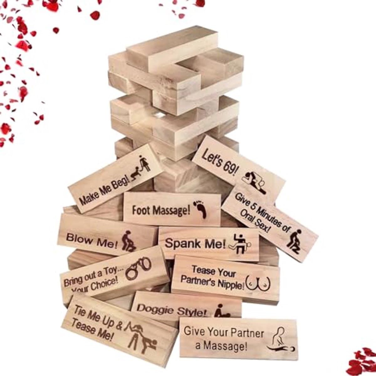 48 stuks Block Tower Spel voor Volwassenen - Spannend Spel voor Koppels en Uitdagende Activiteit voor Verjaardagen en Valentijnsdag — afbeelding 1