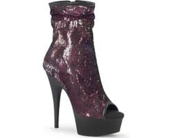 Pleaser - DELIGHT-1008SQ Plateau Laarzen - US 6 - 36 Shoes - Zwart/Paars