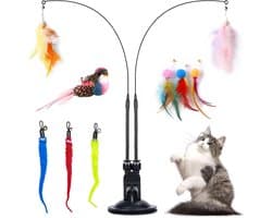 - Interactief Kattenspeeltje met Zuignap en Verschillende Aantrekkelijke Accessoires - Duurzaam en Veilig Speelgoed voor Katten