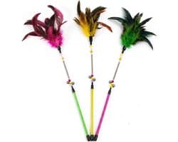 Kattenhengel met veer, interactieve speelballen voor kleine en grote katten (roze)