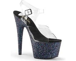 Pleaser - ADORE708LG Sandaal met enkelband, Paaldans schoenen - Paaldans schoenen - 42 Shoes - Zwart/Multicolours