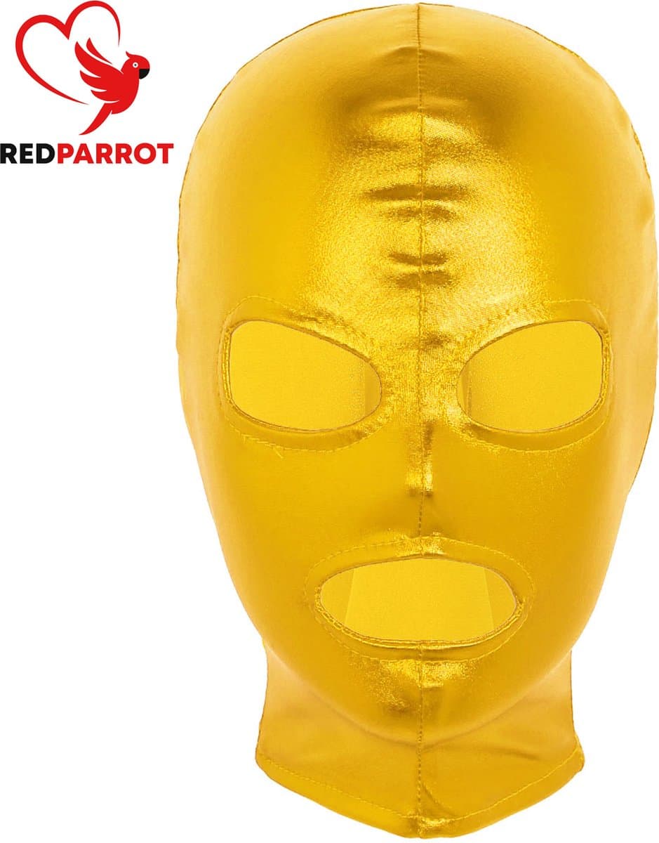 BDSM Masker bivakmuts - Latex look - Rits - Goud — afbeelding 1