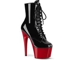 Pleaser - ADORE1020 Plateau Laarzen, Paaldans schoenen - Paaldans schoenen - 44 Shoes - Zwart/Rood