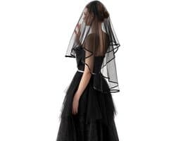 Halloween Lace Veil Bride,Halloween Wedding Veil for Costume Cosplay Day Of The Dead - ShopVlot