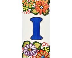 Keramische tegels. Handgeschilderde koordtechniek Voor borden met naam, adressen en wegwijzers. Design Jardin 14,5 cm x 7 cm (letters I).
