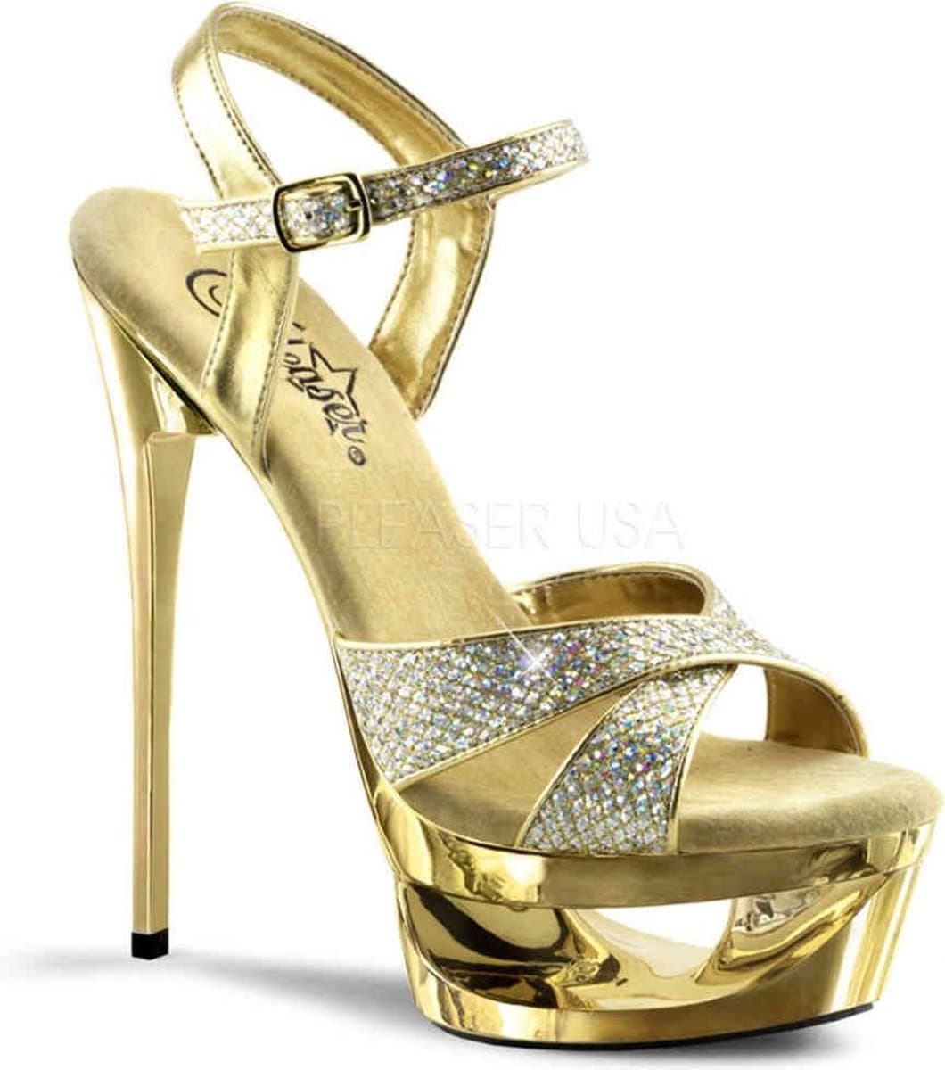 Pleaser - ECLIPSE619G Sandaal met enkelband, Paaldans schoenen - Paaldans schoenen - 39 Shoes - Goudkleurig — afbeelding 1