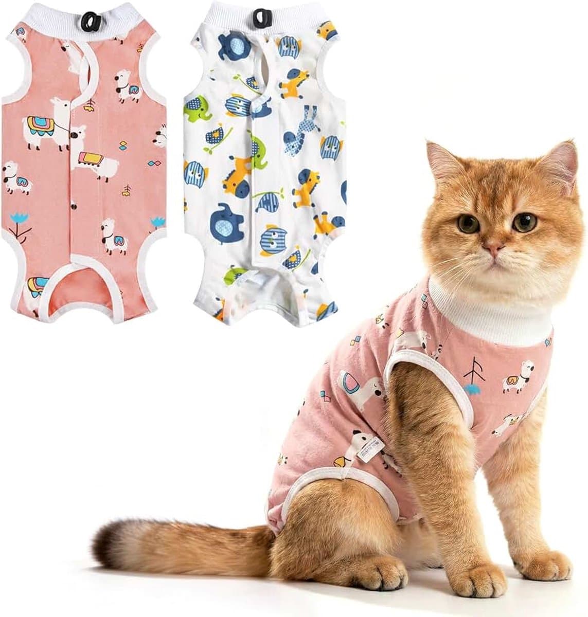 2-pack herstelpak voor katten, ademend, zacht, anti-likken kattenbody, kitten-onesie, chirurgisch sterilisatieshirt voor huisdieren, voor buikwonden of huidziekten, alternatief voor de — afbeelding 1