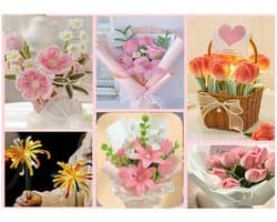 Pipe Cleaner for Crafts, 400 Pieces Pipe Cleaner, Flower Set, Pipe Cleaners, Flower Pipe Cleaners, 4 Colours, Pink - ShopVlot