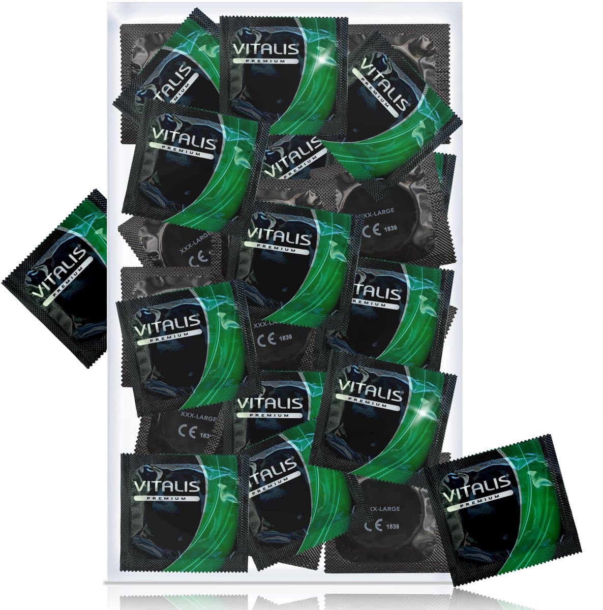 VITALIS 100 premium condooms 64mm XXXL | Nominale breedte 64 mm | Gevoelsechte transparante condooms extra groot | met glijmiddel op siliconenbasis — afbeelding 1