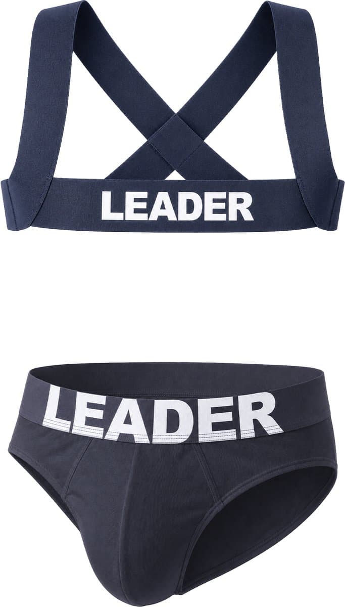 LEADER Essentials Multipack 1x Brief + 1x Harness Navy - MAAT XL - Erotisch Heren Ondergoed - Slip voor Man - Sexy mannen Slip — afbeelding 1