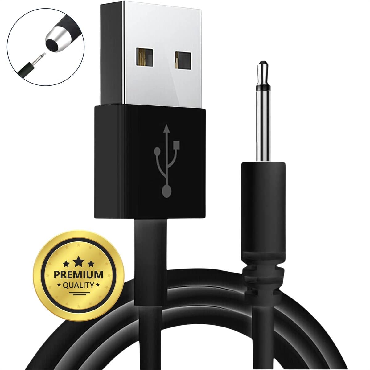 DC Kabel - USB naar DC Oplader - USB DC Oplaadkabel 2.5mm - 80cm - Zwart - Vibrator Oplader - Sex Toys - Vibrators voor Vrouwen & Mannen Kabel - Erotiek - Wand Seksspeeltjes - Dildo - Masturbator - Buttplug - Cockring - USB DC 5v - 80cm - Zwart — afbeelding 1