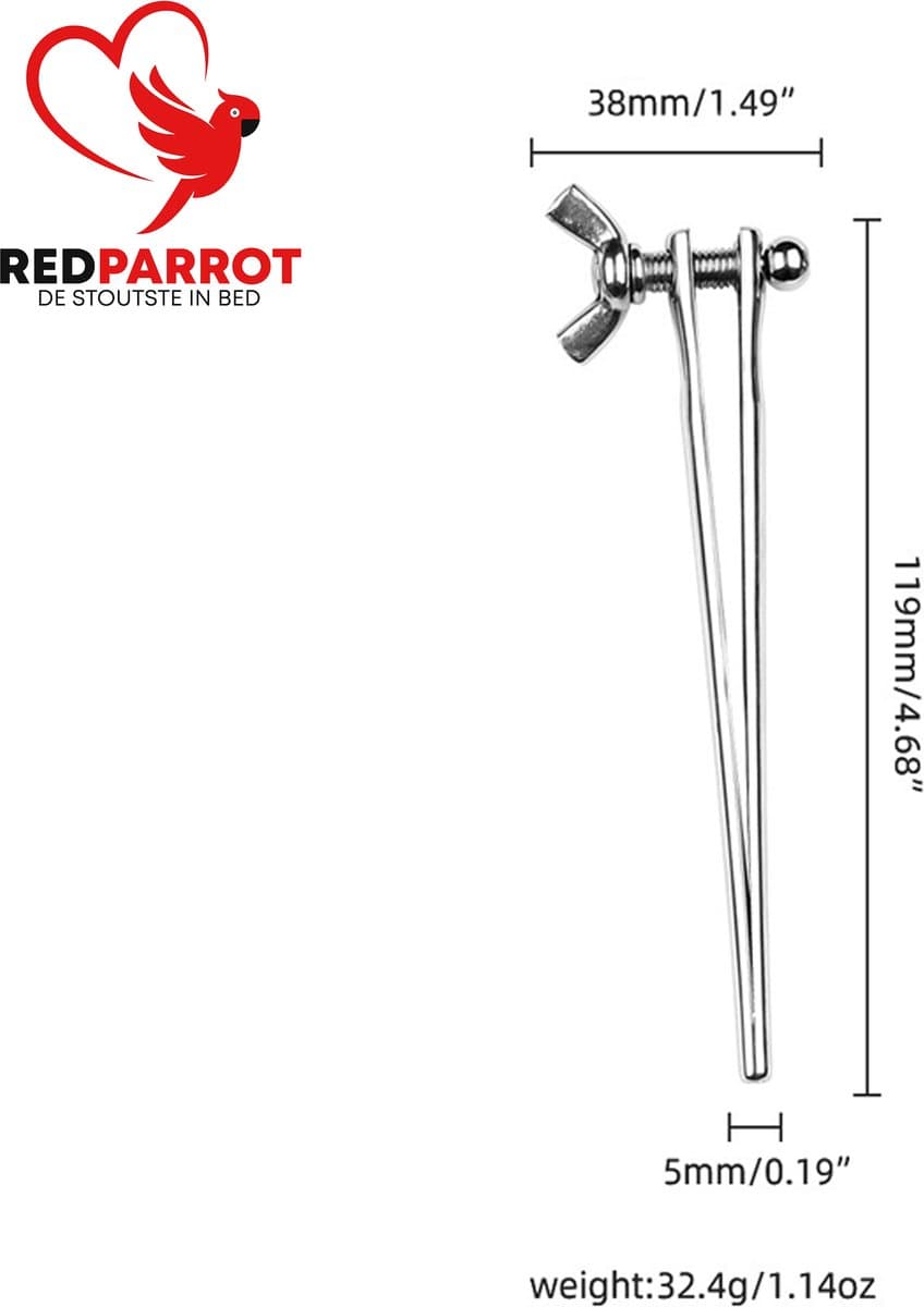 Verstelbare penis plug - RVS - 119MM - Urethrale dilator - Plasbuis — afbeelding 1
