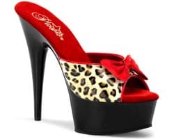 Pleaser - DELIGHT6016 Muiltjes - Paaldans schoenen - 42 Shoes - Rood/Bruin