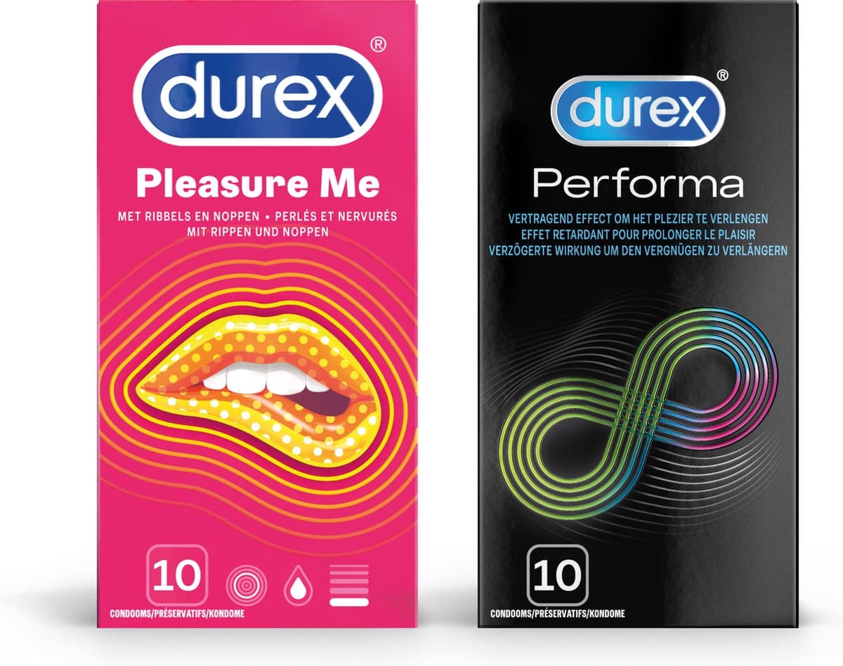 Durex - 20 stuks Condooms - Pleasure Me 1x10 stuks - Performa 1x10 stuks - Voordeelverpakking — afbeelding 1