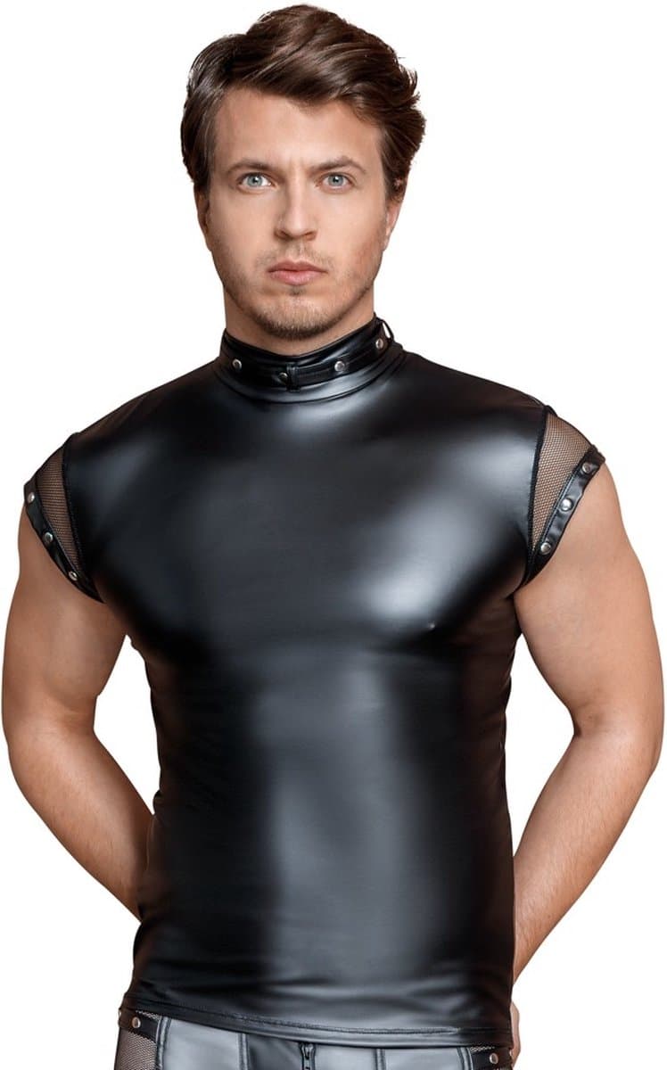 Matte Wetlook Shirt met Netstof Elementen — afbeelding 1