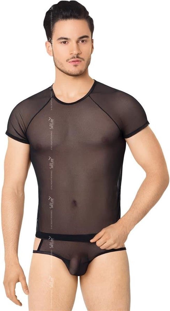 Netstof heren shirt en string zwart XL — afbeelding 1